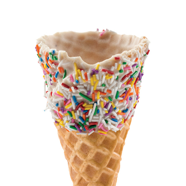White Chocolate Dipped Waffle Cone with Sprinkles